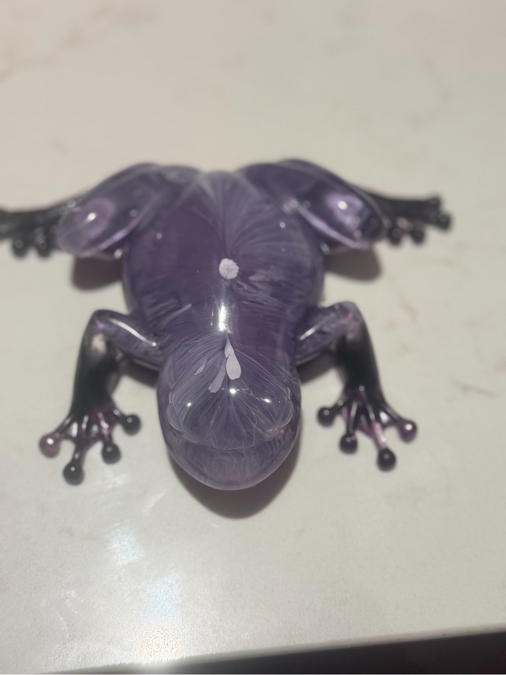 Purple Decorative Frog Figurine for Reptile Decor